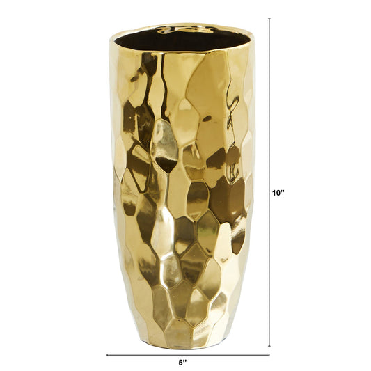 10” Designer Gold Cylinder Vase - TheHardenGarden