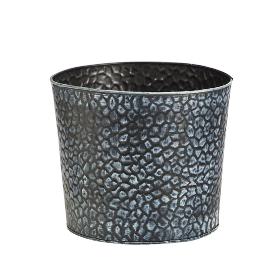 11.5” Embossed Tin Bucket with Pebble Pattern - TheHardenGarden