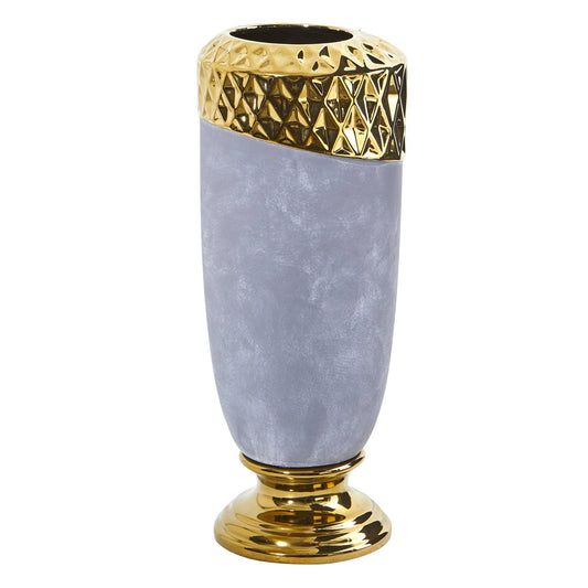 11.5” Regal Stone Vase with Gold Accents - TheHardenGarden