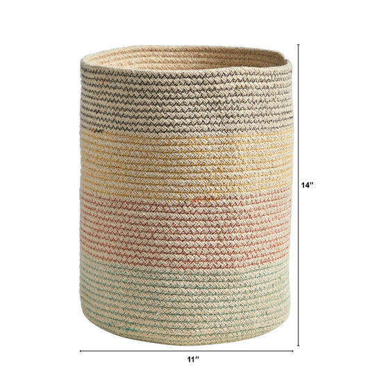 12” Handmade Natural Cotton Multicolored Woven Planter - TheHardenGarden