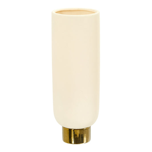 12.75” Elegance Ceramic Cylinder Vase with Gold Accents - TheHardenGarden