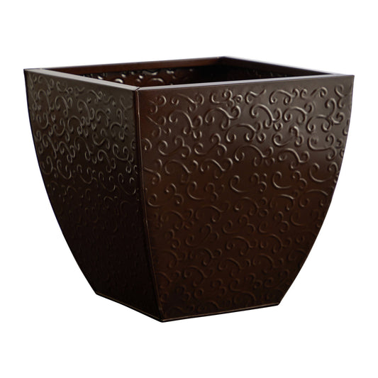 14” Embossed Metal Scroll Planter - TheHardenGarden