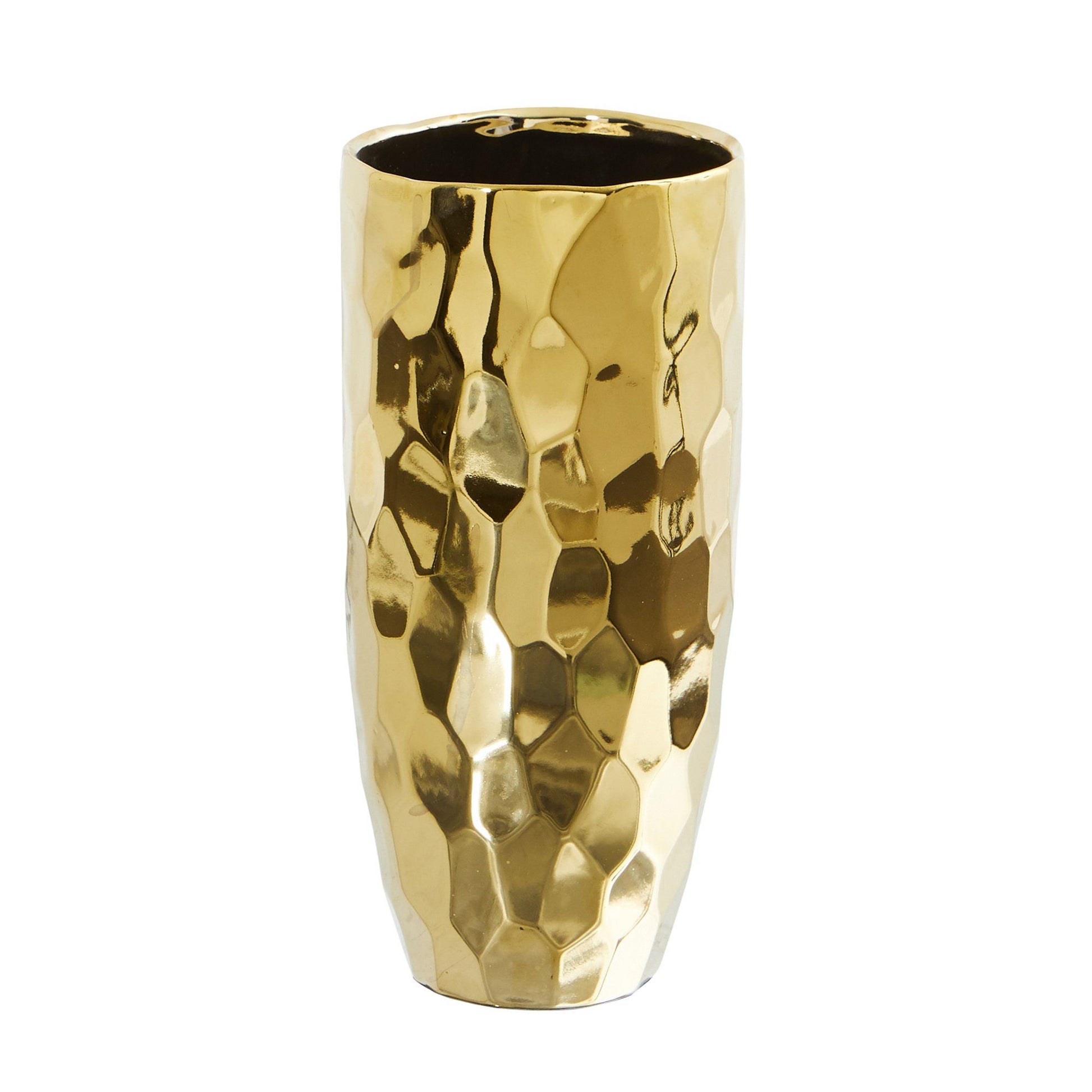 10” Designer Gold Cylinder Vase