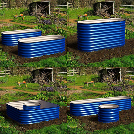 4-Style Modular Galvanized Raised Garden Beds 