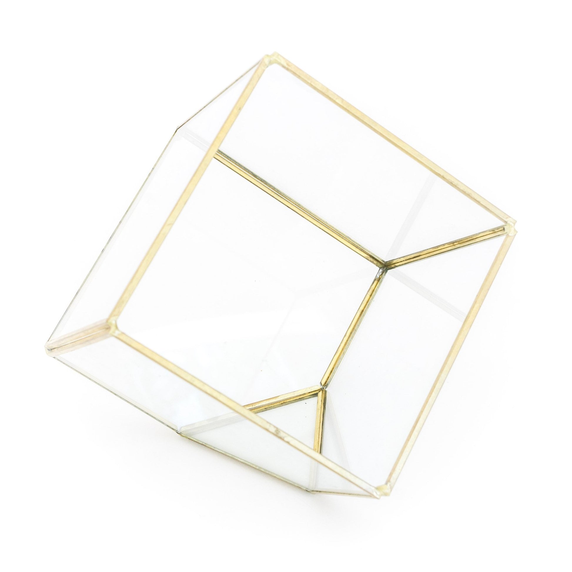 Heptahedron Geometric Glass Terrarium with Tillandsia Red Abdita and Ionantha Air Plants - TheHardenGarden